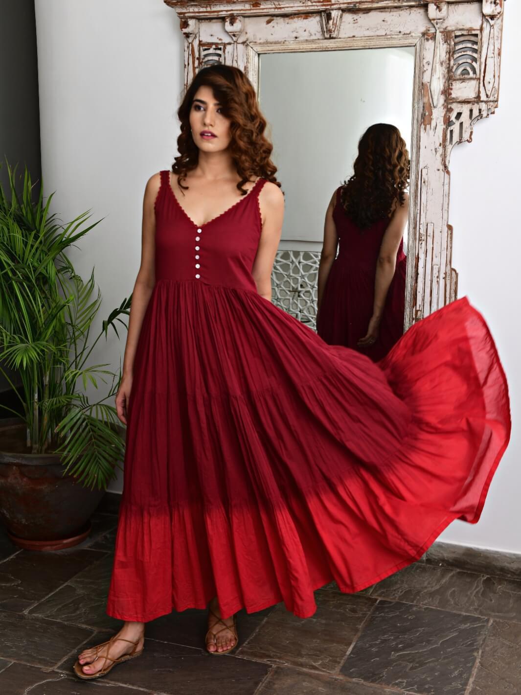 Wine Sleeveless Cotton Voile Maxi Dress MoonTara Wine Sleeveless Cotton Voile Maxi Dress MoonTara