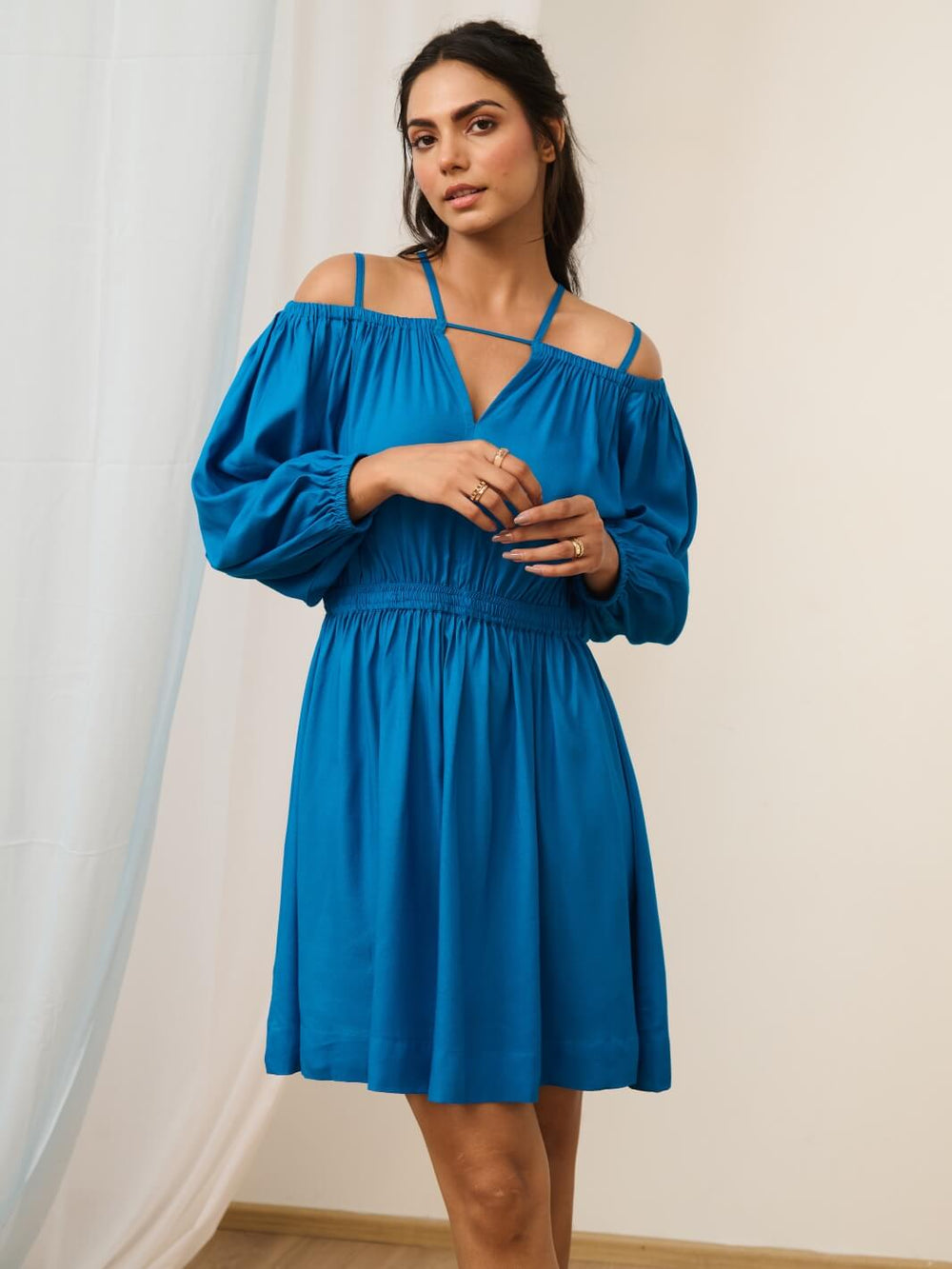 Cobalt Blue Cold Shoulder Dress Cobalt Blue Short Cold Shoulder