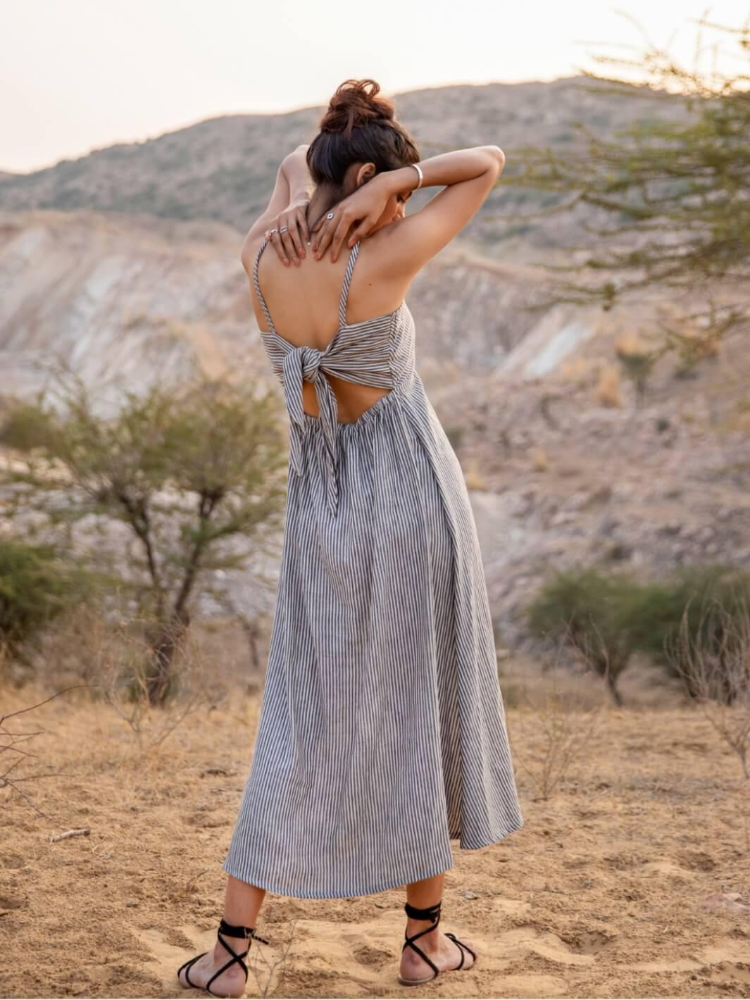 Grey Stripes Cotton Maxi Slip Dress – MoonTara Grey Stripes Cotton Maxi Slip Dress – MoonTara