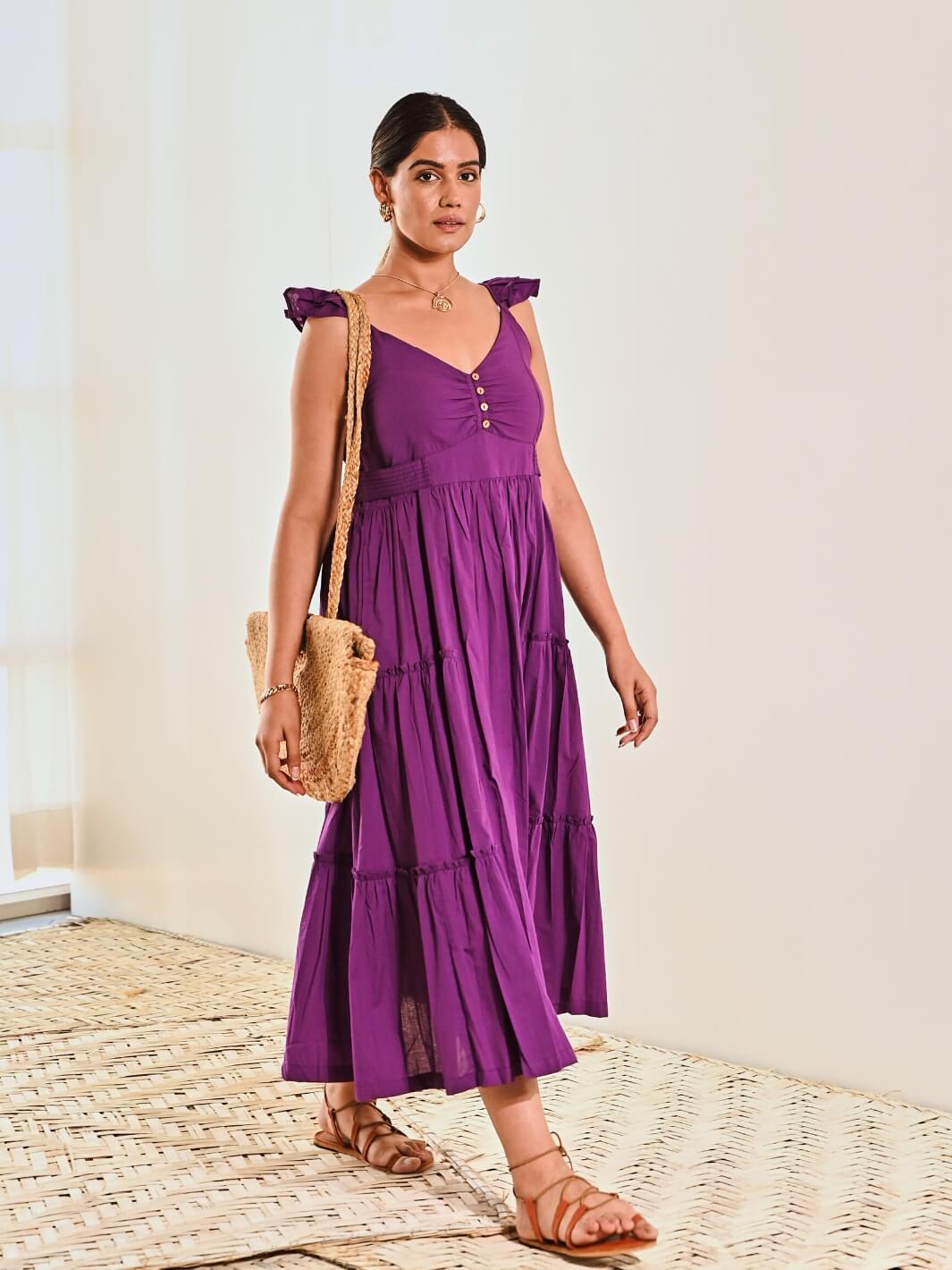 purple sleeveless maxi dress Lavender Sleeveless Deep V-Neck Maxi Dress
